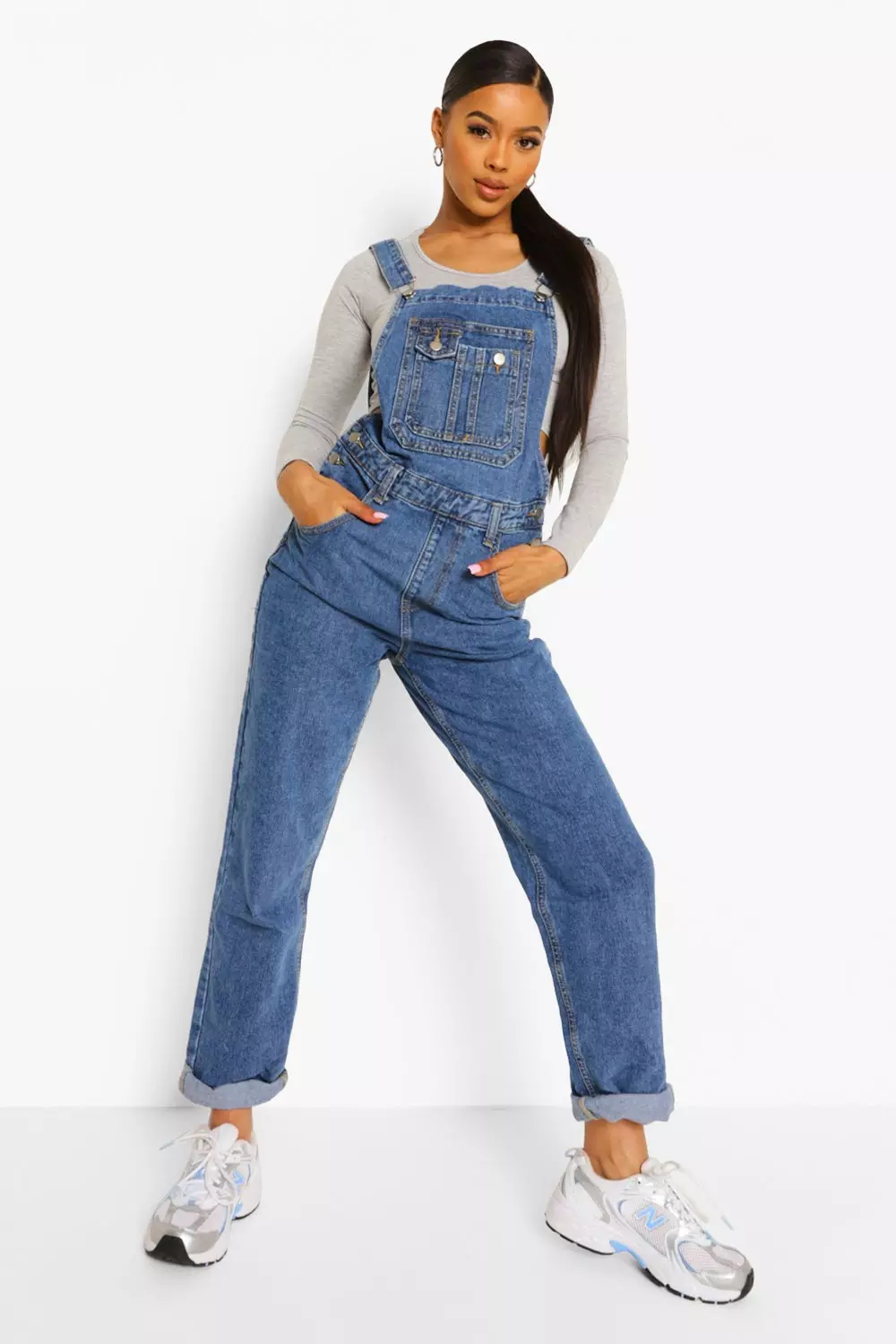 Denim wide leg on sale dungarees